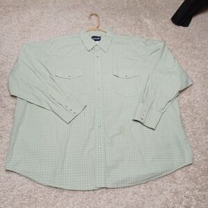 Wrangler Western Pearl Snap Long Sleeve Shirt Mens 3X Big Green Plaid
